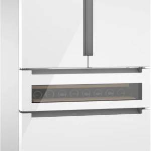 800 Series French Door Bottom Mount Refrigerator, Glass door 36'' White, Total No Frost