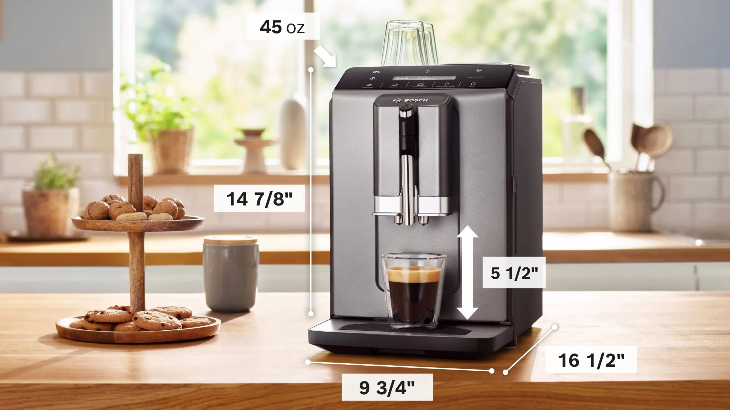 300 Series Fully Automatic Espresso Machine VeroCafe Dark Silver, Removable Water Tank - Image 2