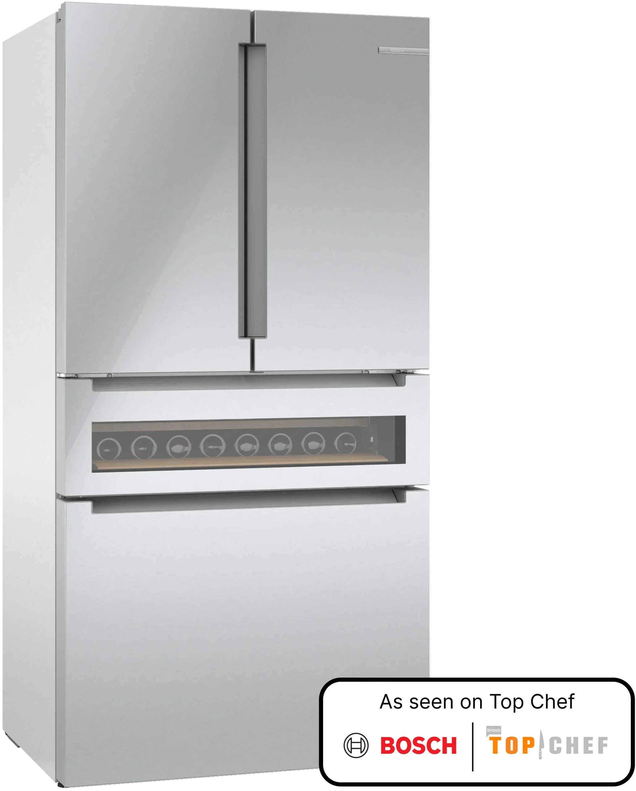 800 Series French Door Bottom Mount Refrigerator, Glass door 36'' Stainless Steel - Image 4